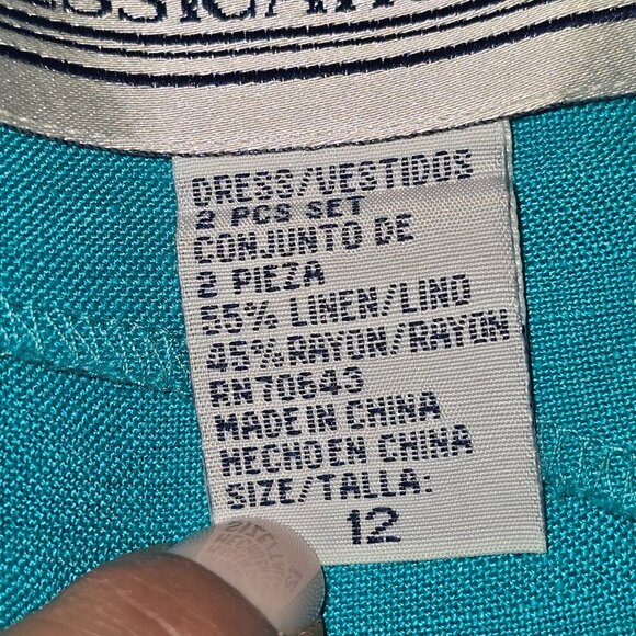 JESSICA HOWARD LINEN BLEND BRIGHT BLUE SLEEVELESS MAXI DRESS WOMENS SIZE 12 - Picture 6 of 6